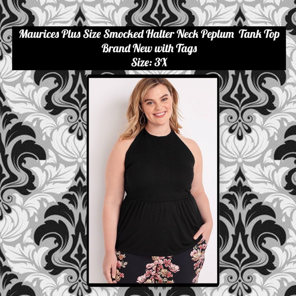 Maurices Plus Size Smocked Halter Neck Peplum Tank Top 3X